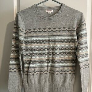 Merona Women's Gray Patterned Crewneck Sweater